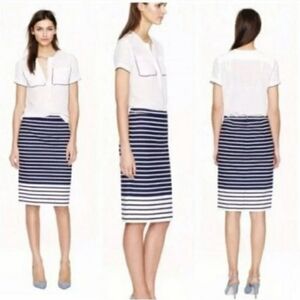 J. Crew Size 0 Navy And White Striped Pencil Skirt